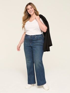 Lane Bryant Dark Wash Denim Curvy Fit High Rise Bootcut Plus Size 22 Flare